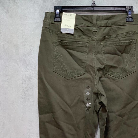 Style & Co Deep Moss Green Straight Leg High Rise - Picture 5 of 8